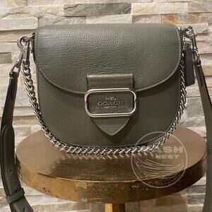 Coach Morgan Saddle Bag | Rare Sage Green Pebbled Leather, Chain Crossbody, NWOT